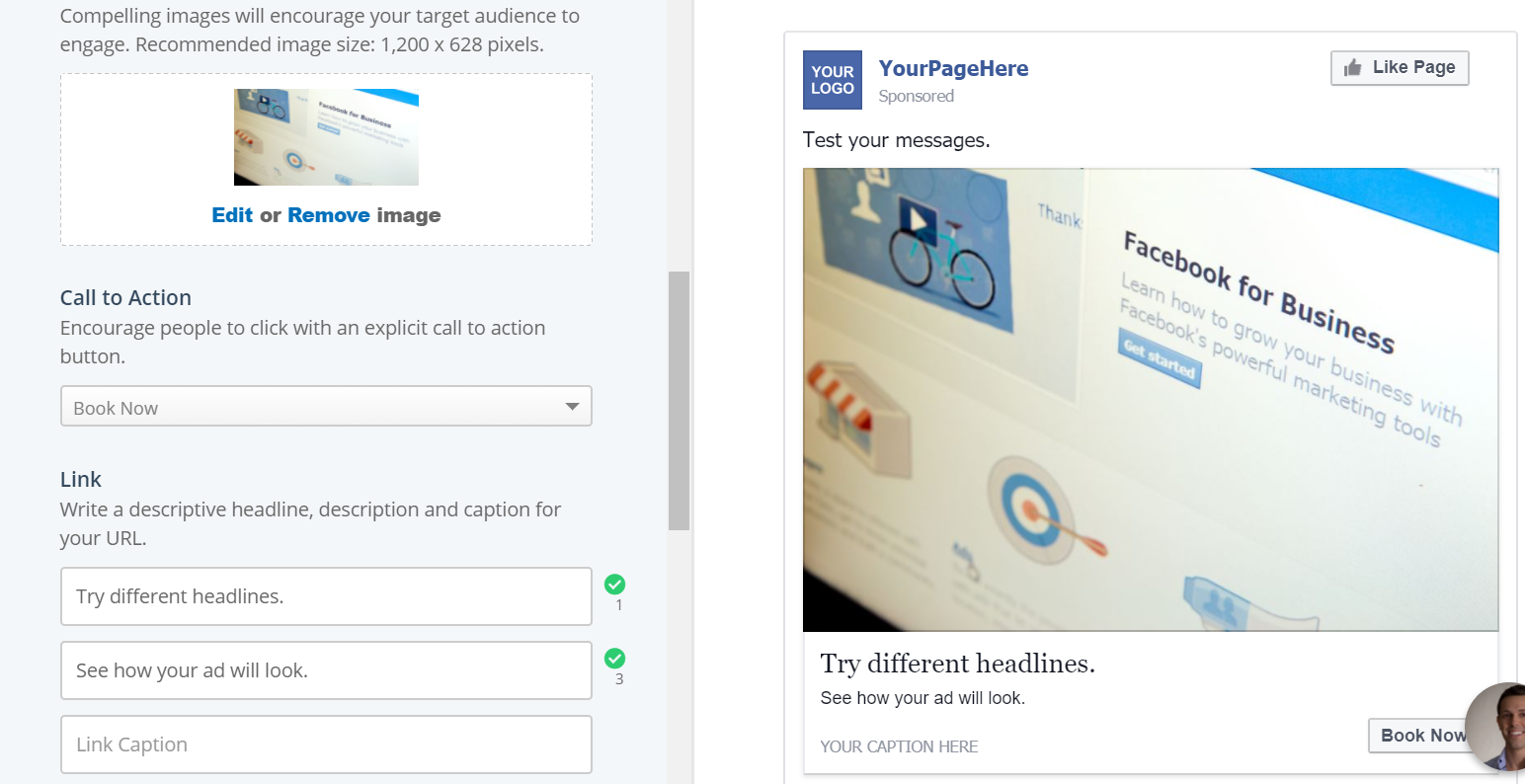 Writing Facebook Ads Mock Up Generator
